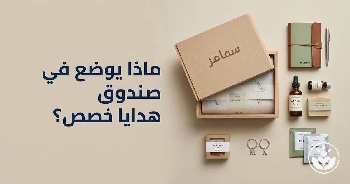 مجموعة عناصر متناسقة مجهزة لوضعها في صندوق هدايا مخصص