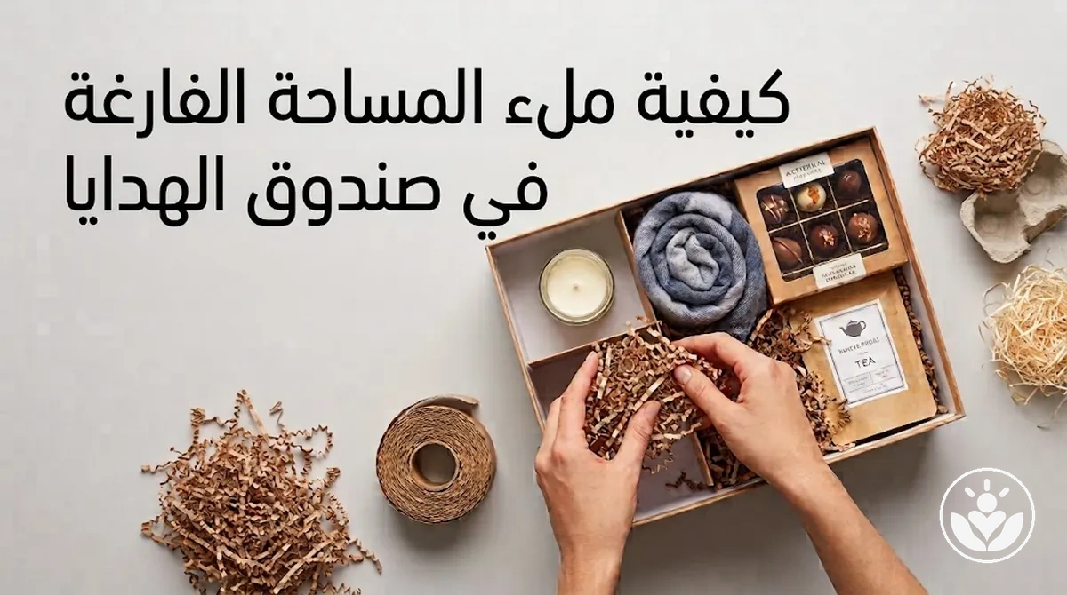 صندوق هدايا مع مواد حشو لدعم العناصر وملء المساحة الفارغة