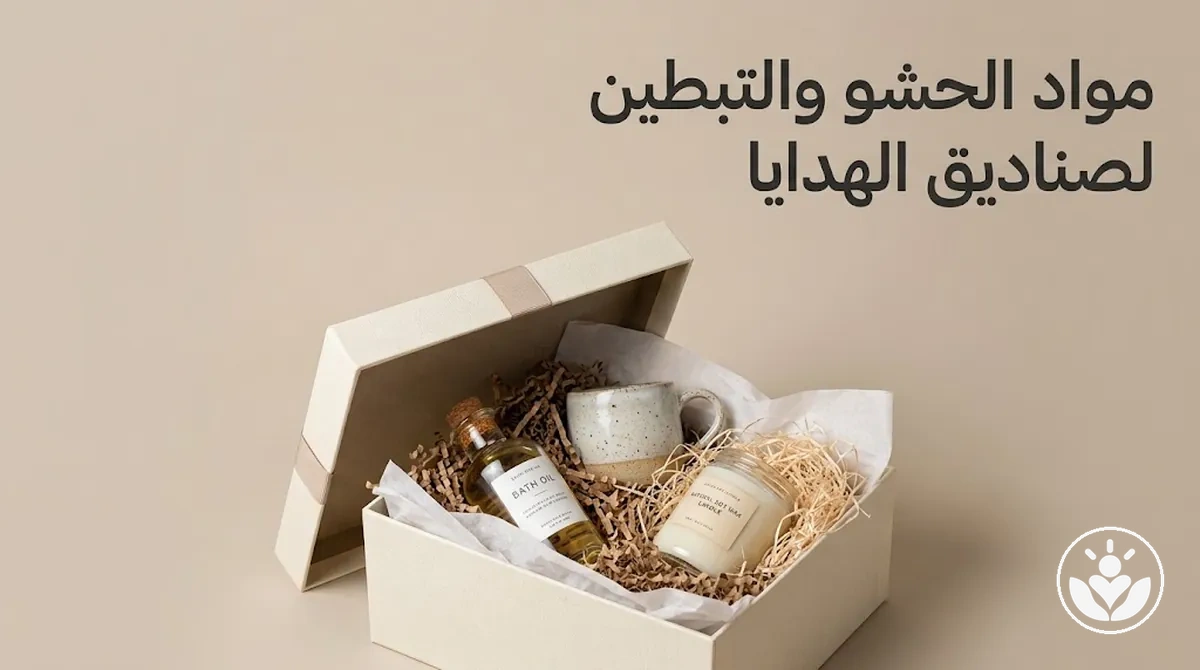 مواد حشو وتبطين تدعم العناصر المرتبة داخل صندوق الهدايا وتحميها