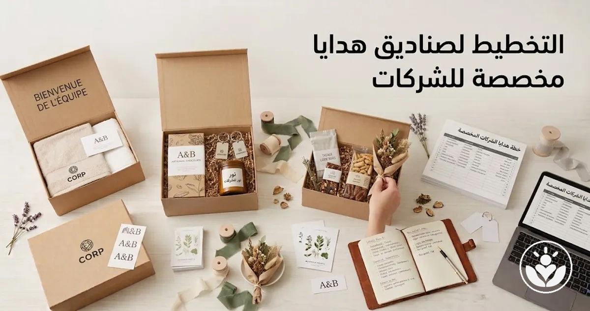صناديق هدايا مخصصة للشركات بمحتويات متناسقة وتغليف احترافي