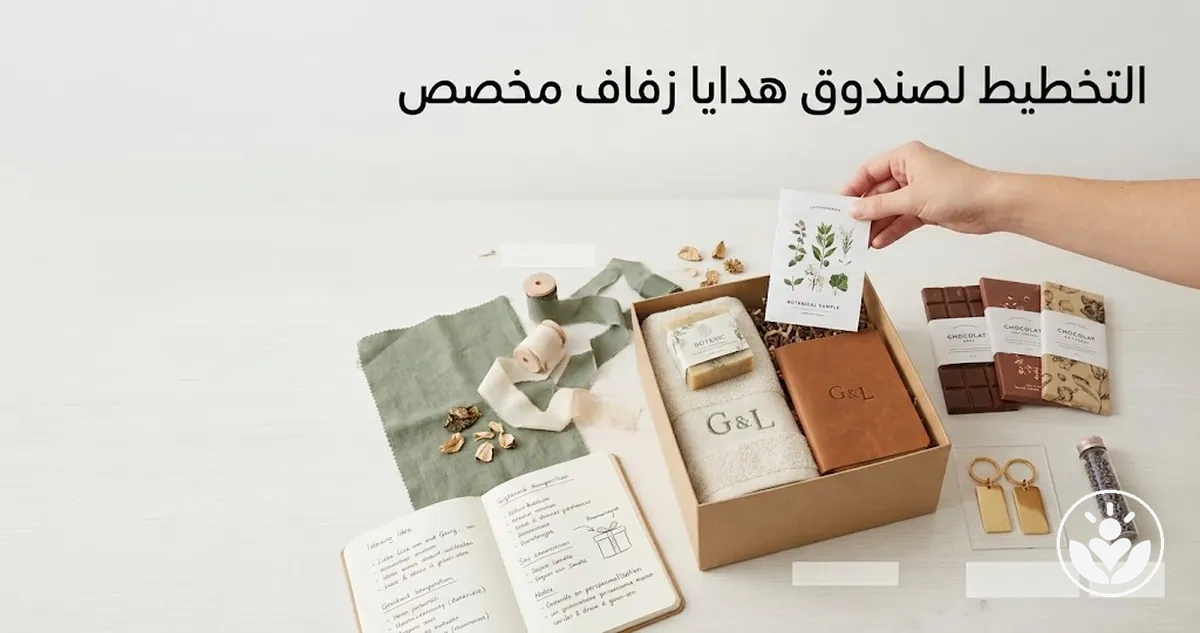 صندوق هدايا زفاف مخصص بعناصر متناسقة وتنسيق أنيق