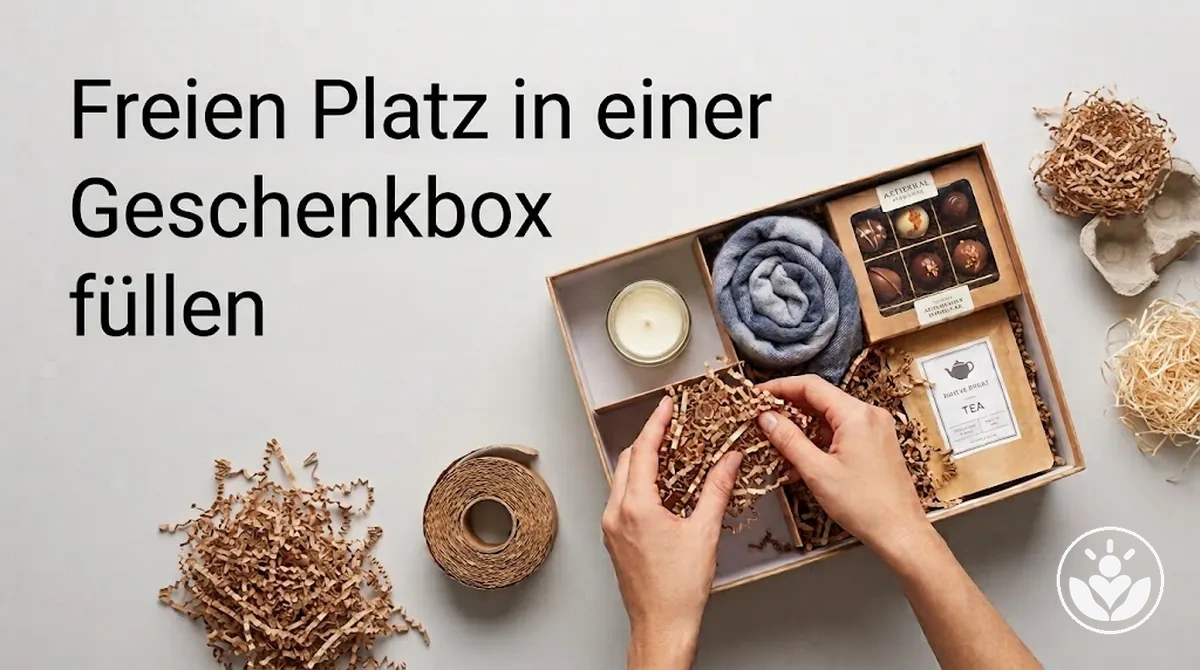 Geschenkbox mit Füllmaterial zum Stabilisieren der Inhalte und Ausfüllen freier Flächen