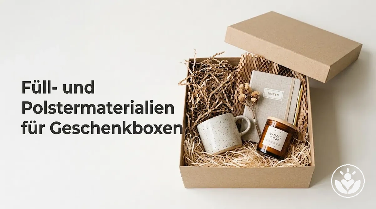 Füll- und Polstermaterialien, die angeordnete Inhalte in einer Geschenkbox stützen und schützen