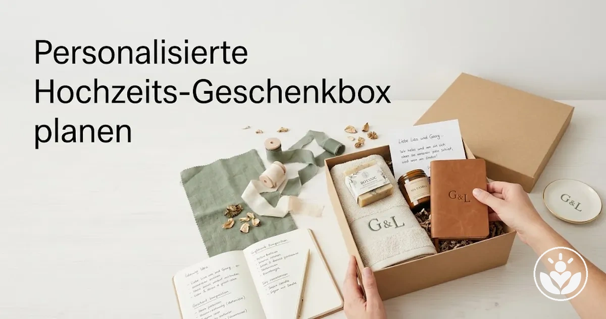 Personalisierte Hochzeits-Geschenkbox mit abgestimmten Inhalten und eleganter Präsentation