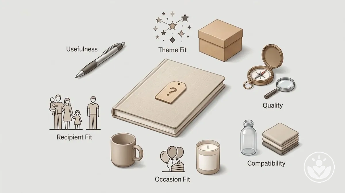 Kandidierende Inhalte werden anhand der Bedürfnisse der beschenkten Person und des gewählten Themas der personalisierten Geschenkbox bewertet