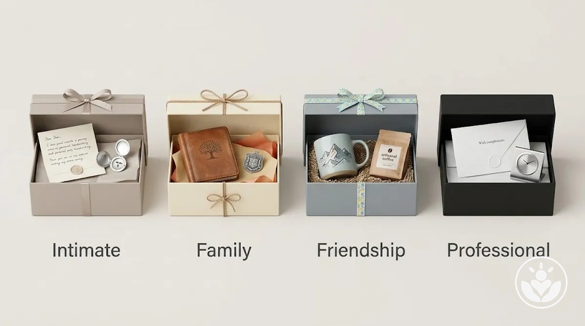 Personalisierte Geschenkbox-Idee, abgestimmt auf intime, familiäre, freundschaftliche und berufliche Beziehungen