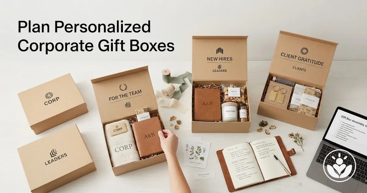 Personalized corporate gift boxes with coordinated contents and professional packaging