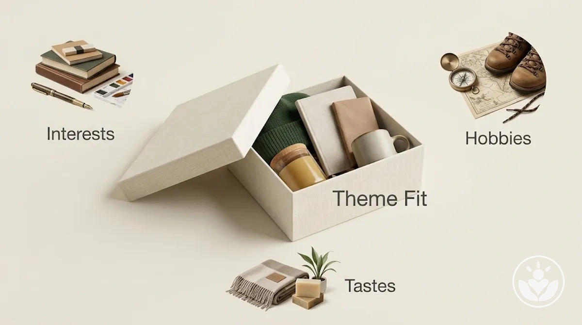 Personalized gift box theme matched to known recipient preferences and interests.