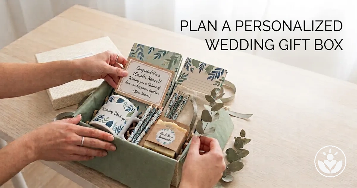 Personalized wedding gift box with coordinated items and elegant presentation