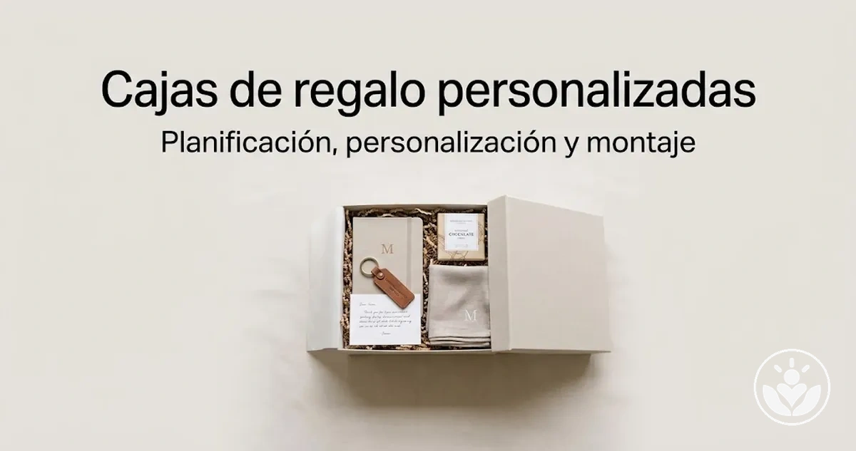 Caja de regalo personalizada con artículos coordinados y dispuestos para su presentación