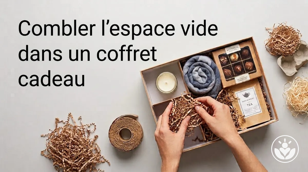 Coffret cadeau avec du matériau de remplissage pour maintenir les éléments et combler l’espace vide