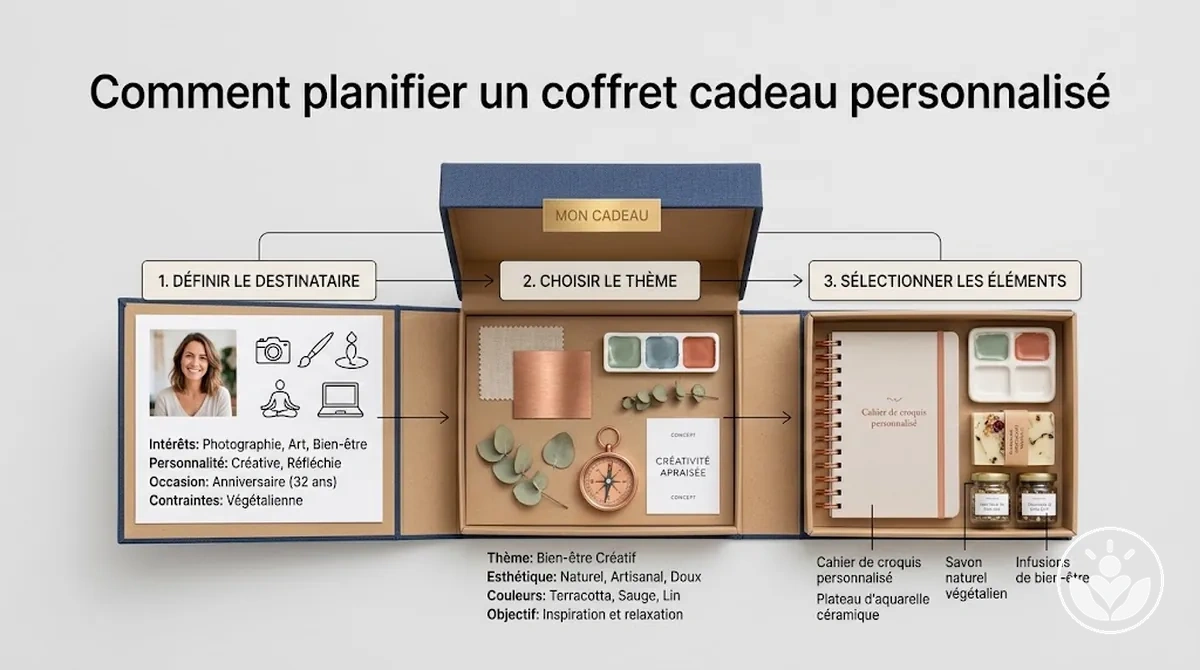 Planification d’un coffret cadeau personnalisé selon le destinataire, le thème et les éléments choisis