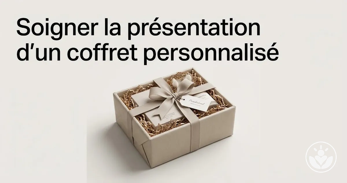 Coffret cadeau personnalisé avec emballage, remplissage et finitions coordonnés