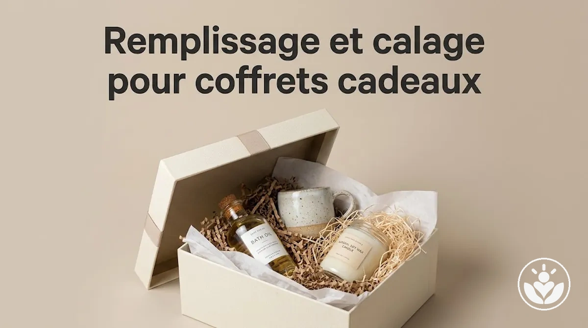 Matériaux de remplissage et de calage qui maintiennent et protègent les éléments disposés dans un coffret cadeau