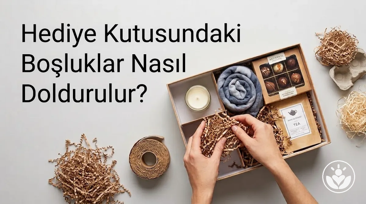 Hediyeleri desteklemek ve boş alanları doldurmak için dolgu malzemesi kullanılan hediye kutusu