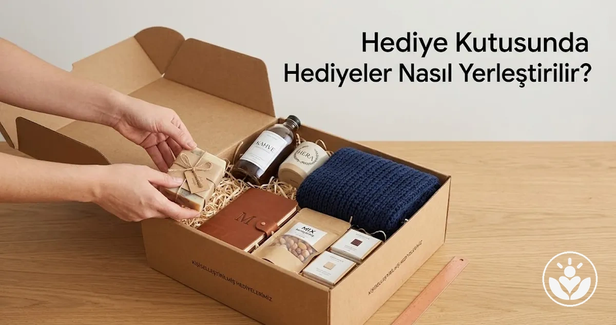 Boyut, yükseklik ve odak noktasına göre yerleştirilmiş hediyeler içeren kişiselleştirilmiş hediye kutusu