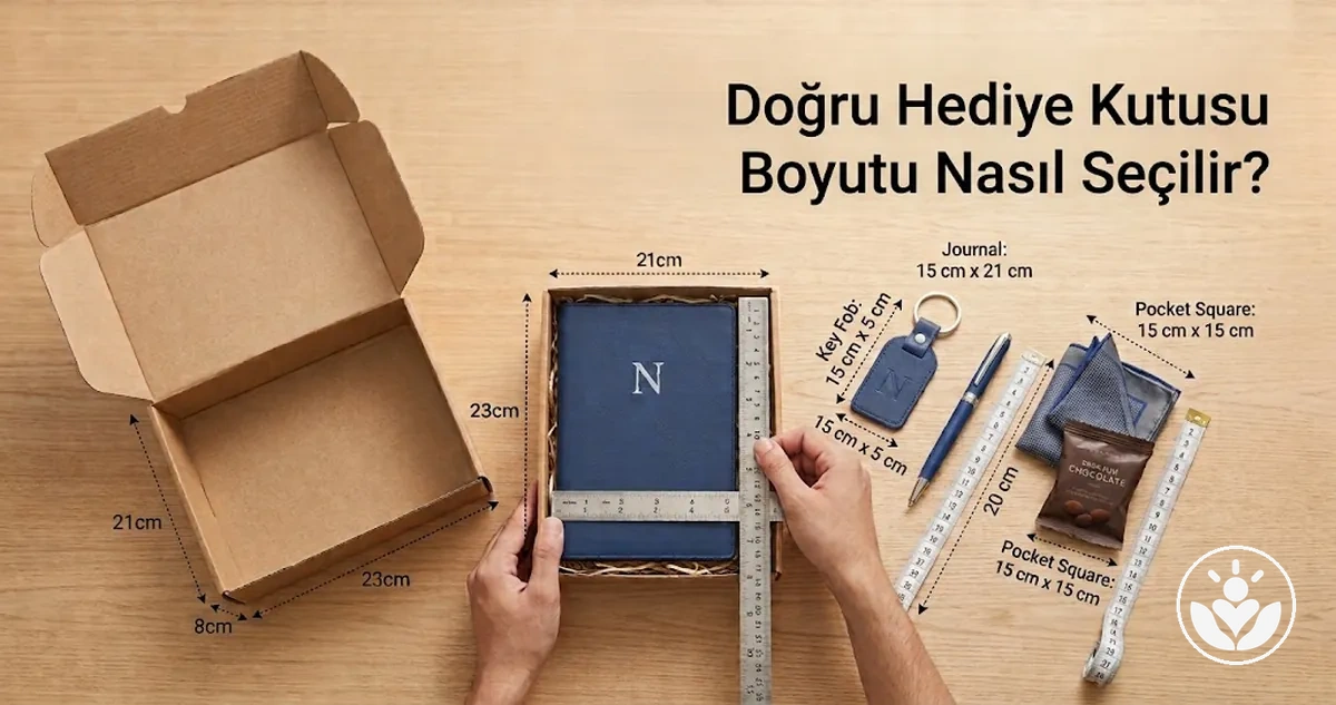 Doğru kutu boyutunu seçmek için hediye kutusuyla ölçüleri karşılaştırılan hediyeler