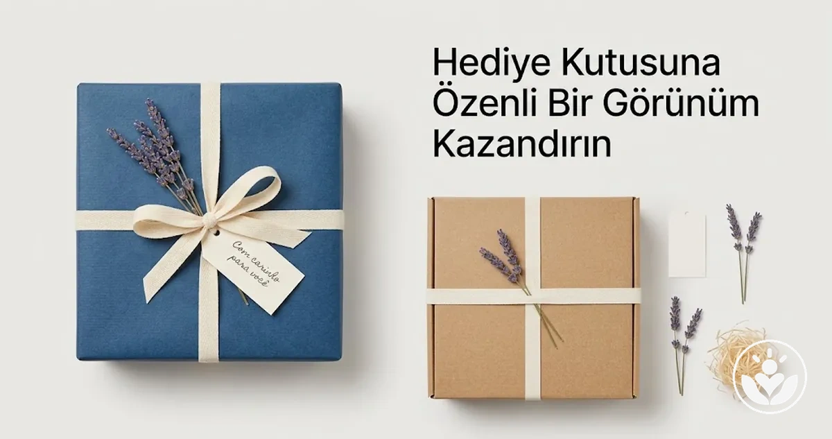 Uyumlu ambalaj, dolgu ve son dokunuşlarla özenli biçimde hazırlanmış kişiselleştirilmiş hediye kutusu
